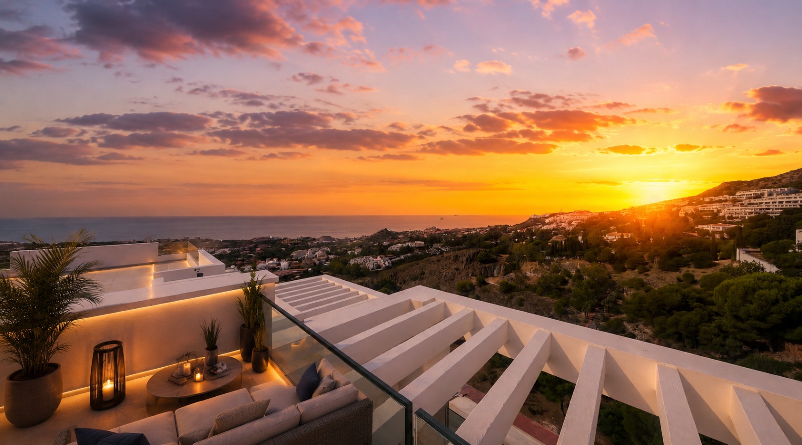 Luxury sunset deck setting